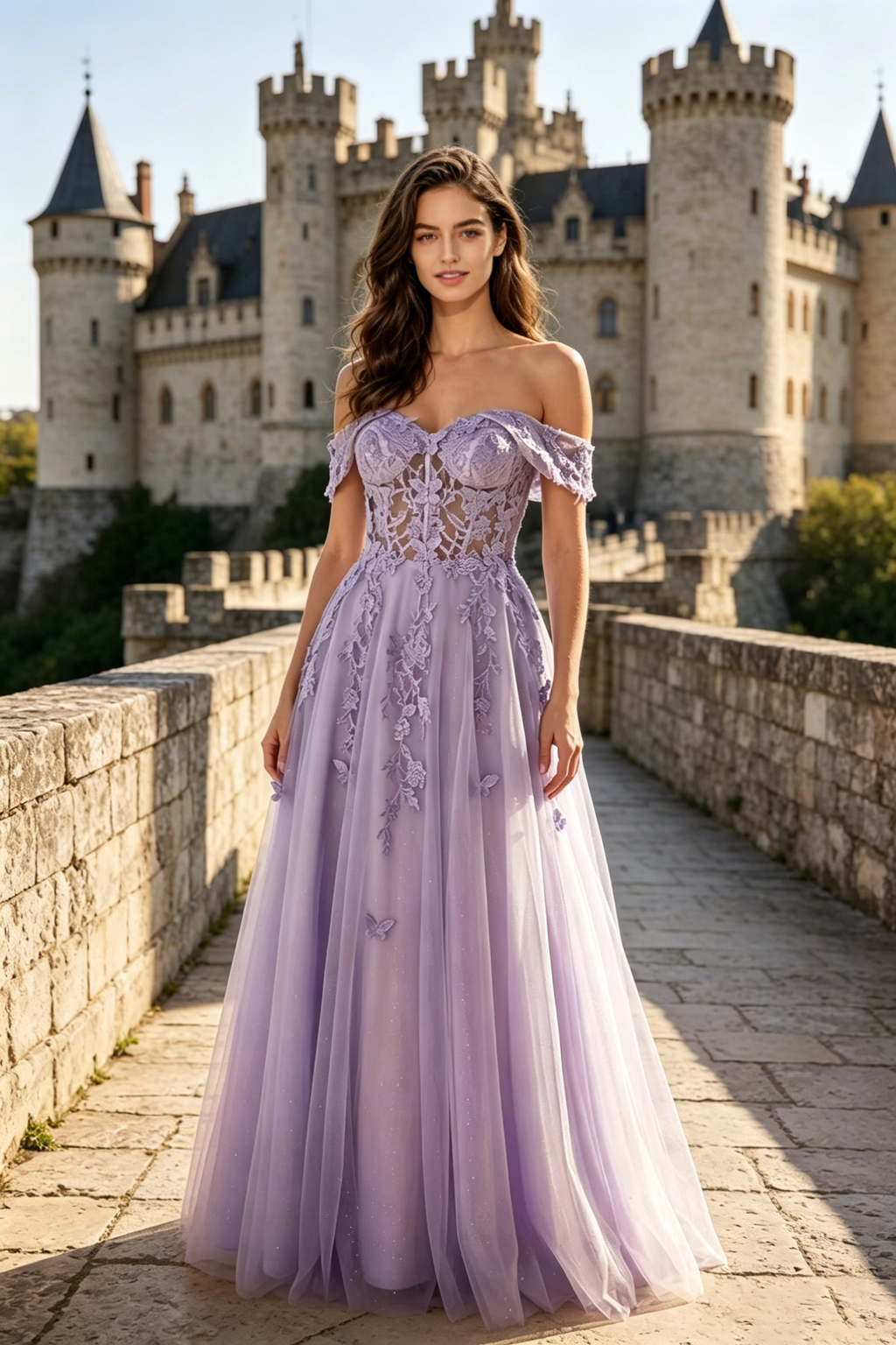 Off Shoulder Prom Dresses For Women Appliqued Sweetheart Wedding Guest Dress with Slit