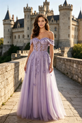 Off Shoulder Prom Dresses For Women Appliqued Sweetheart Wedding Guest Dress with Slit