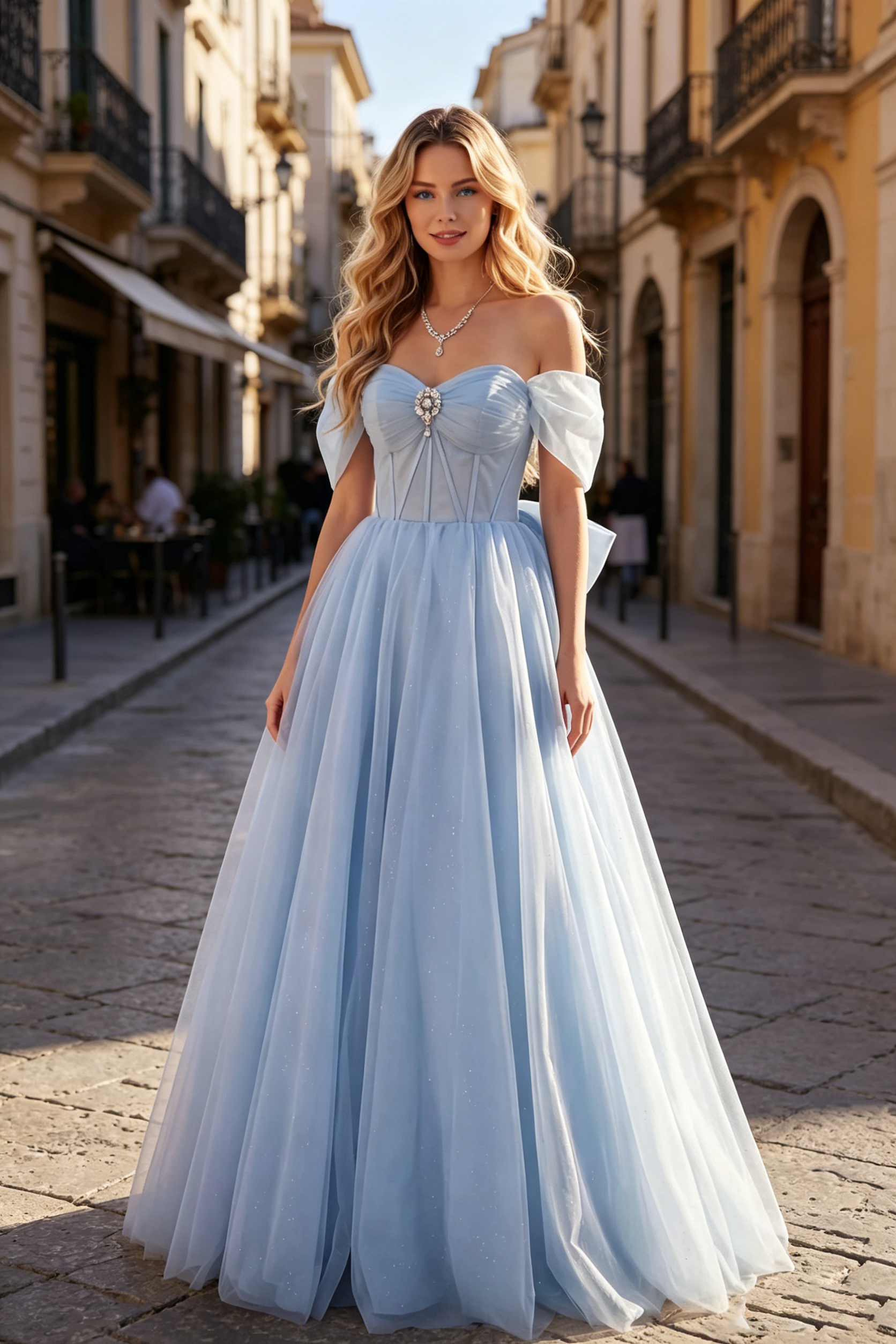 Off Shoulder Tulle Wedding Guest Dress For Women Ball Sweetheart Prom Dress Lace Up