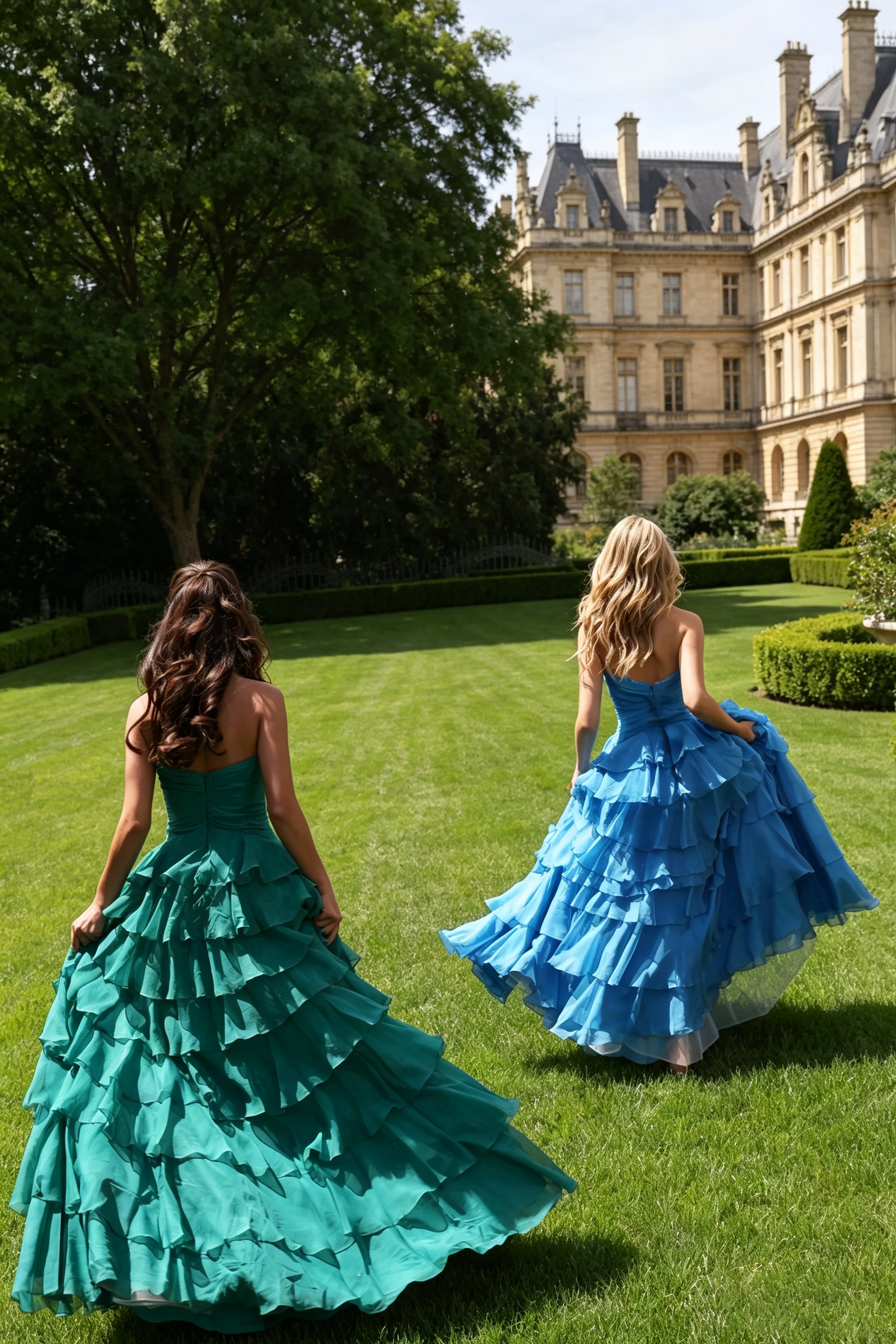 Strapless Tiered Chiffon Homecoming Dresses for Women, Cutout Waist Slit Long Formal Evening Prom Gowns 156