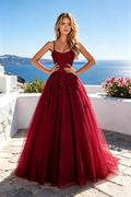 Spaghetti Strap Lace Corset Prom Dress, Sparkly Tulle Ball Gown 274