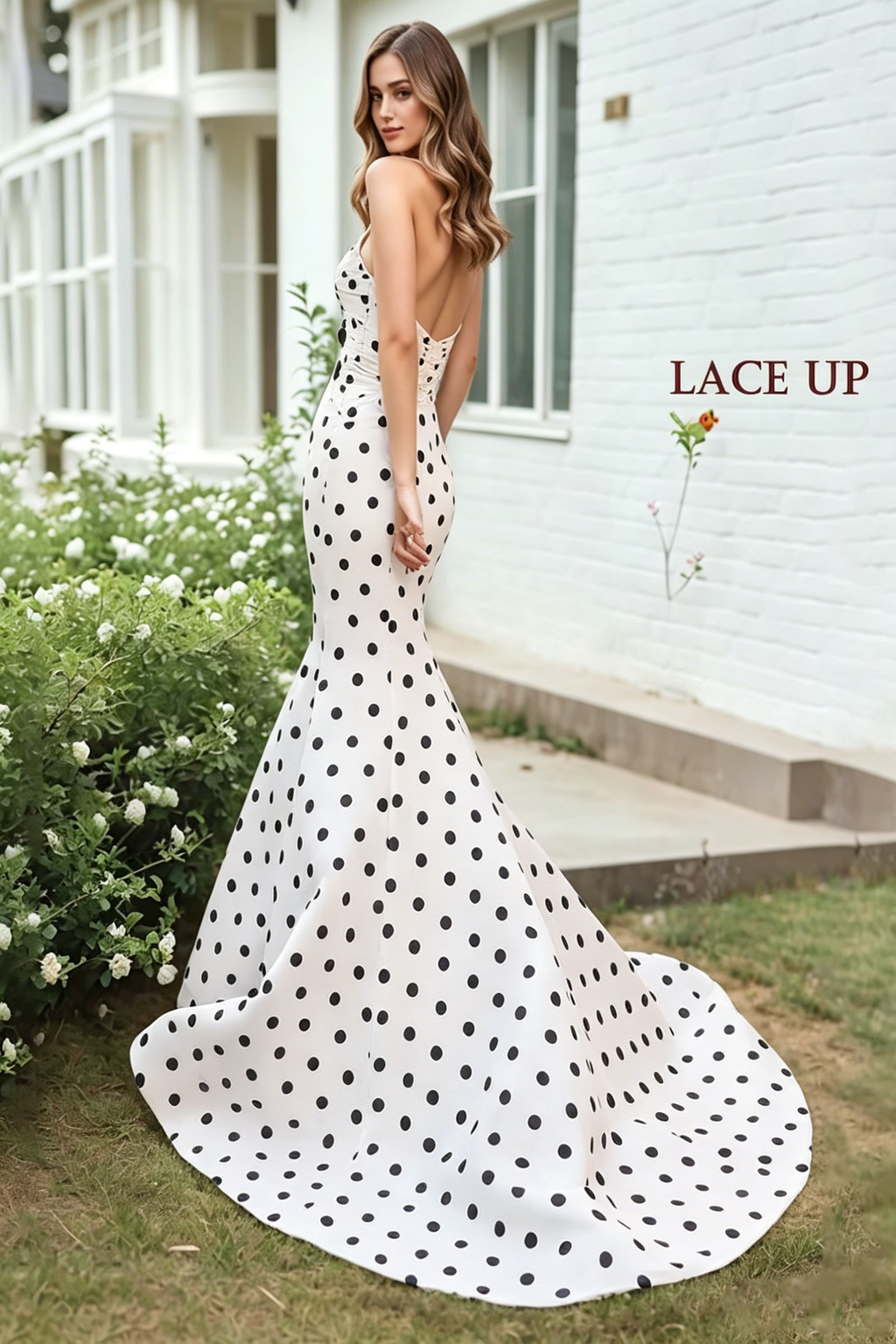 Strapless Satin Meimaid Prom Dresses For Women Bowknot Lace Up Evening Dress with Slit