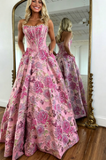 Strapless A Line Satin Long Prom Dresses For Women 2026 Lace Up Evening Dress