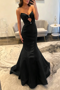 Strapless Sweetheart Mermaid Satin Long Prom Dresses For Women