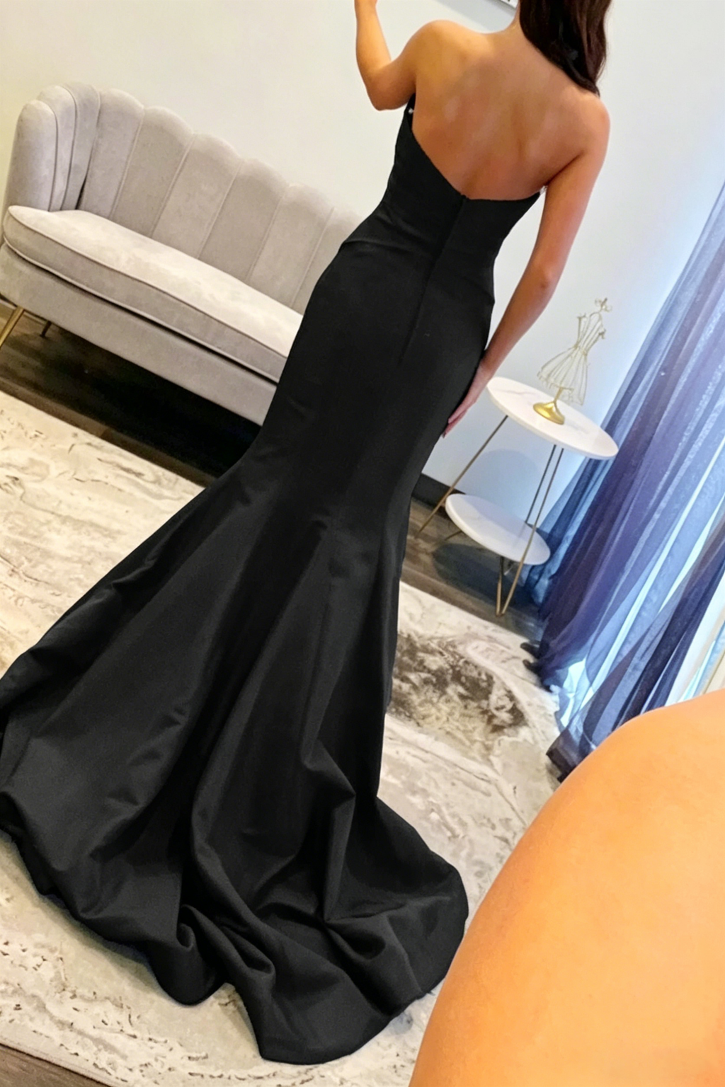 Strapless Sweetheart Mermaid Satin Long Prom Dresses For Women
