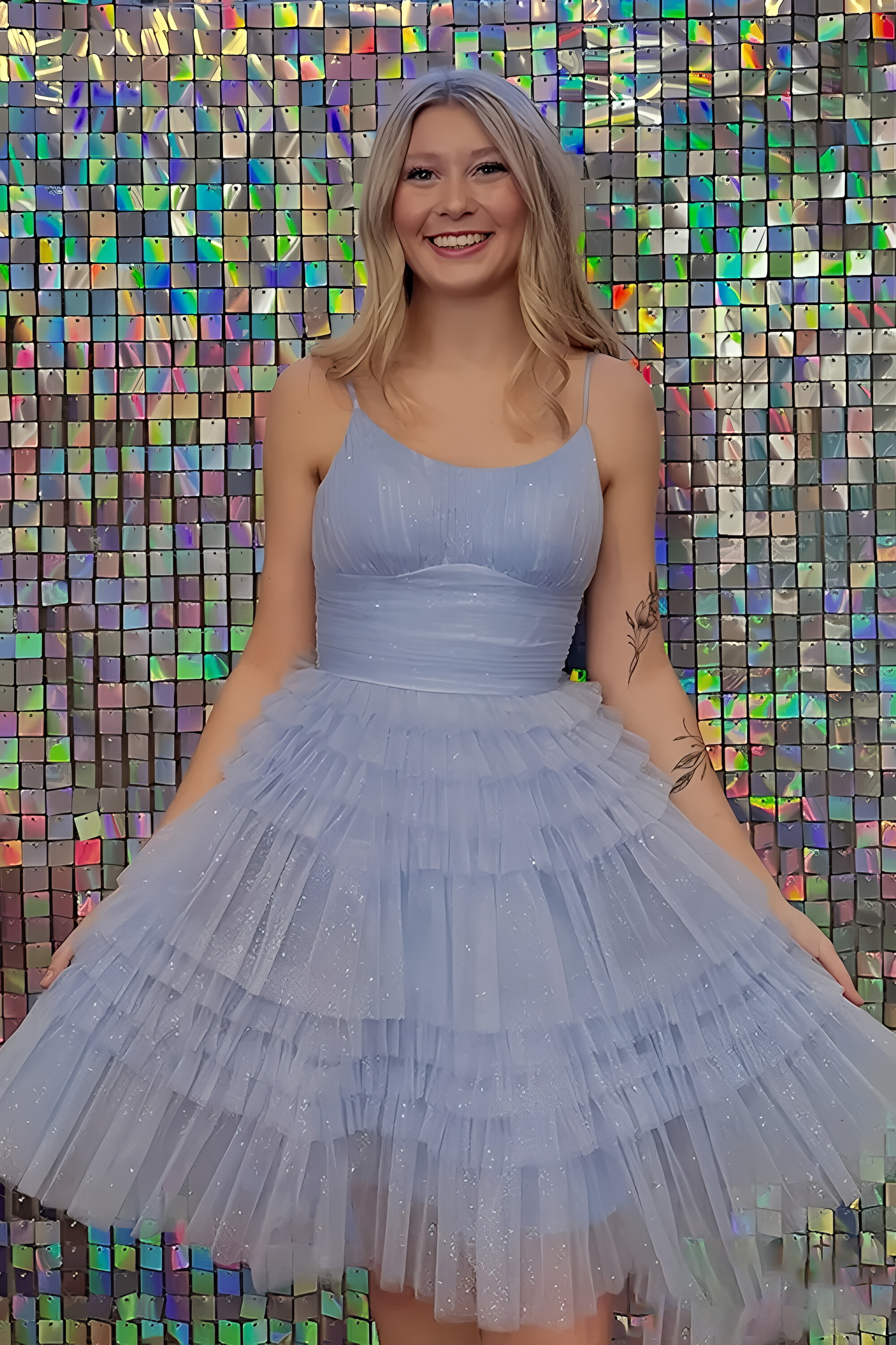 Layered Ruffle Tulle Blush Pink Short Homecoming Party Dress 123