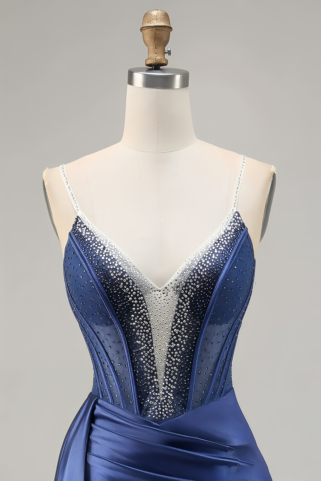 Royal Blue Rhinestone Corset Satin Bodycon Mini Homecoming Dress with Side Sash